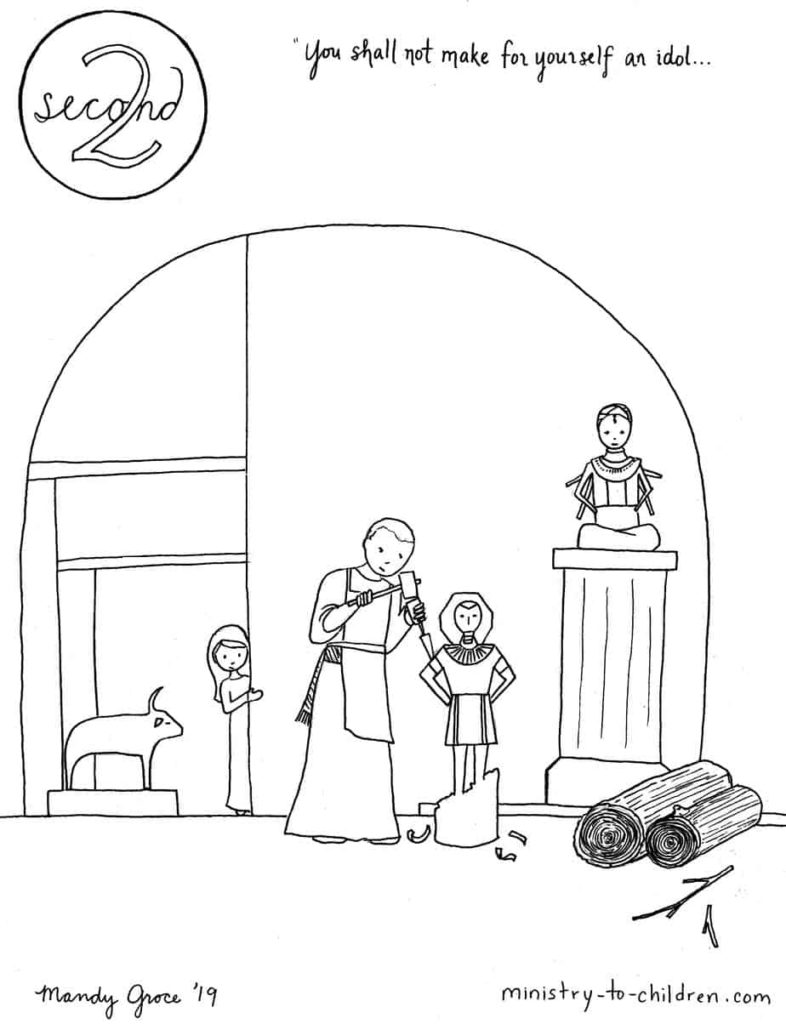 2nd Commandment Coloring Page - You shall not make for yourself an idol...
