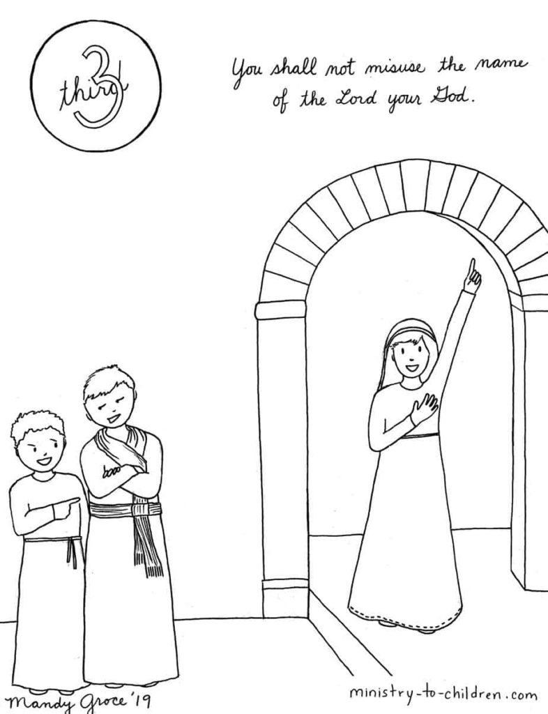 3rd Commandment coloring page - You Shall not misuse the name of the Lord your God.