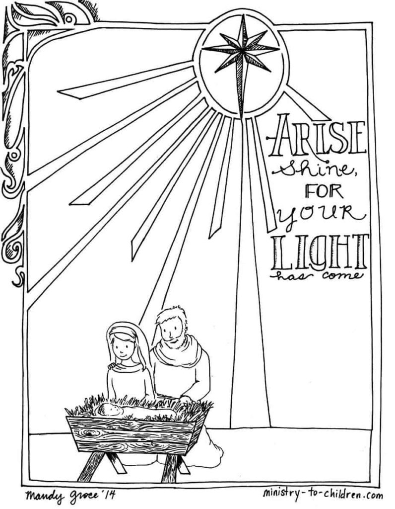 Nativity with Mary & Joseph Coloring