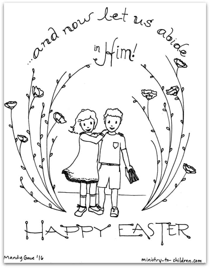 "Let Us Abide in Him" Easter Coloring Page