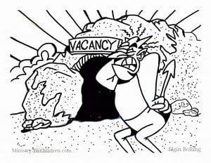 Devil Defeated on Easter Coloring Page cartoon - clip art stye