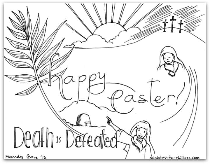 Easter Coloring Page "Death is Defeated"