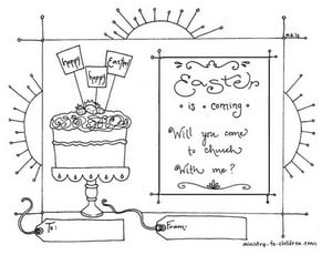Invitation to Church for Easter - Printable Coloring Page for Kids