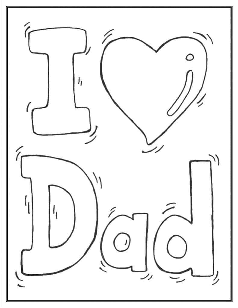 I heart Dad coloring page for father's day
