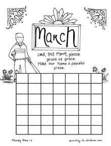 Coloring Page Calendar for March