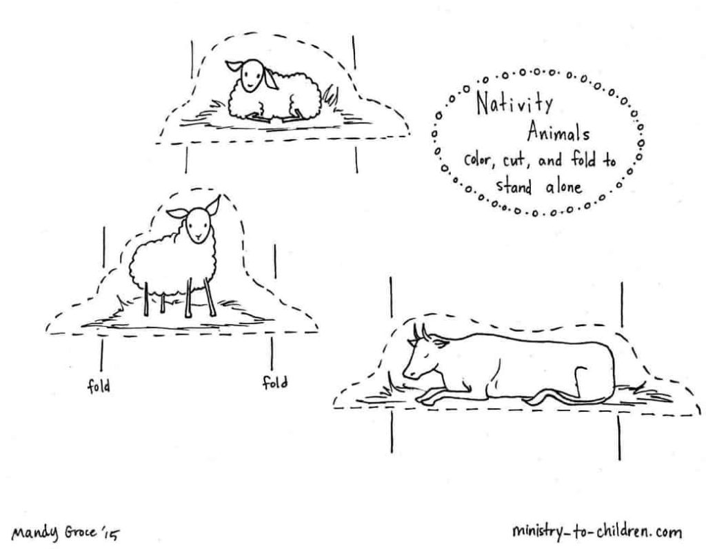 Nativity Animals Coloring Page