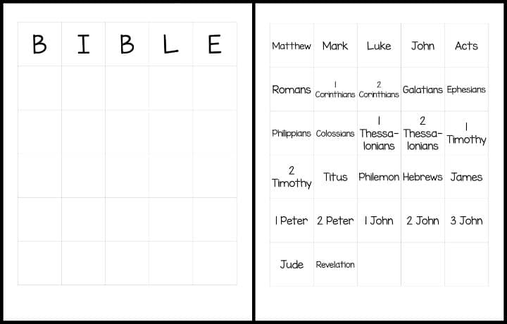 New Testament Bible Books Bingo