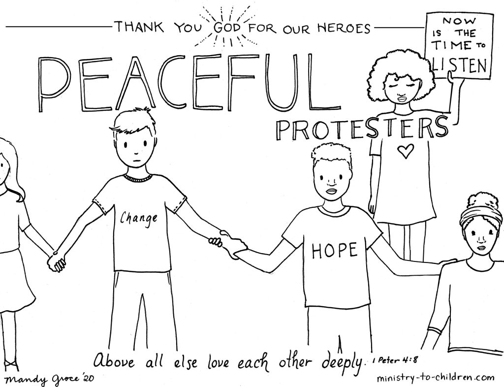 Coloring Page: Peaceful Protesters are Heroes