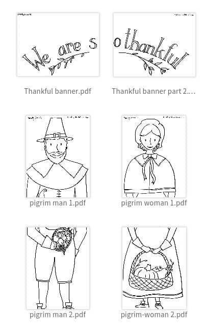 Printable Pilgrim Coloring Sheets & Thanksgiving Craft